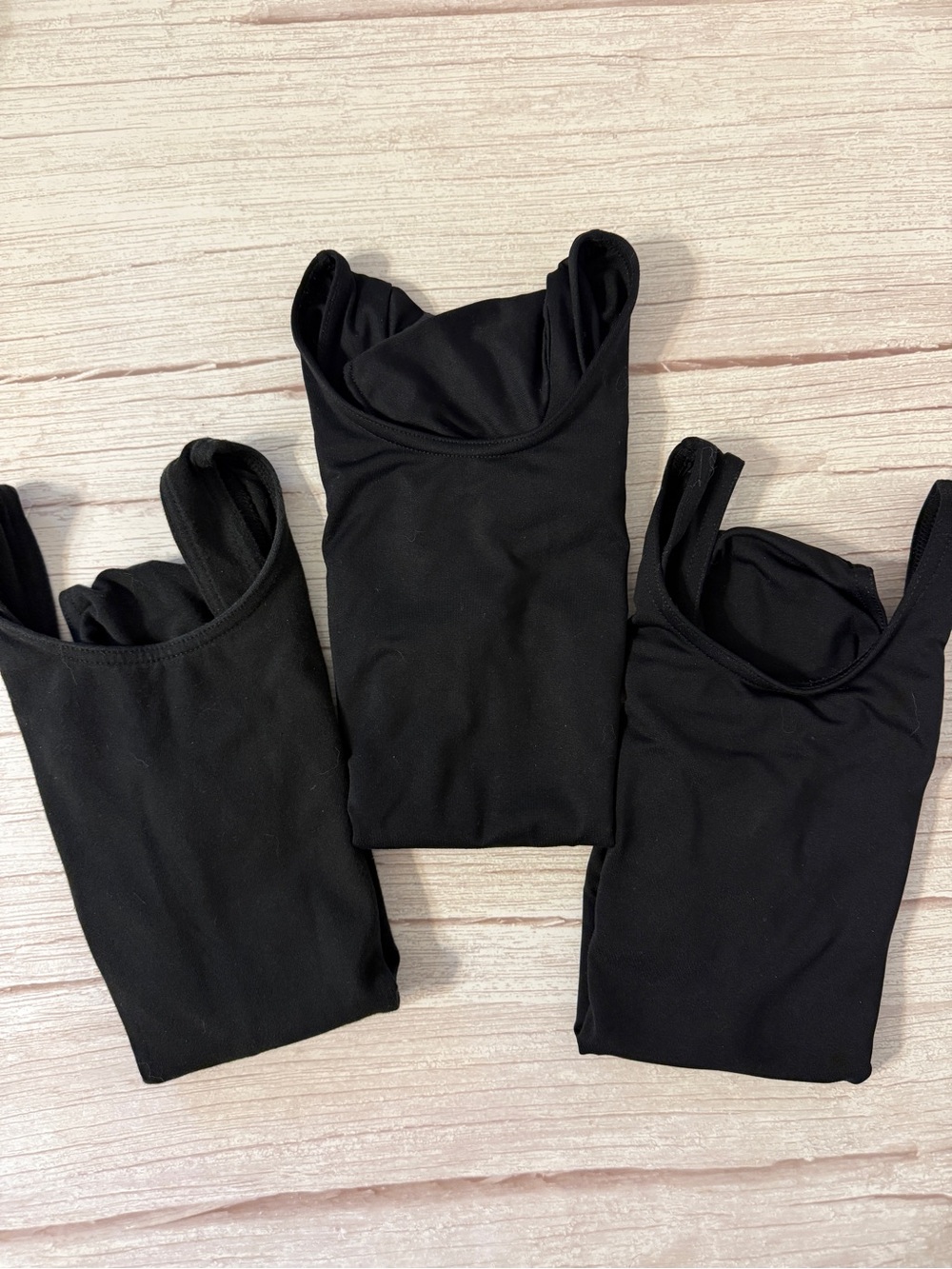 3 Mondor Dance Leotards Girls Size 8-10 Short Sleeve & Tank Style All Black